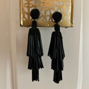 Anthropologie Black Beaded Statement Earring